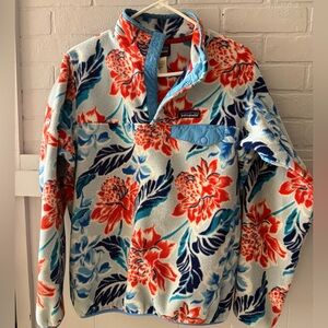 Rare Patagonia Synchilla Floral Fleece with Red and Blue Accents